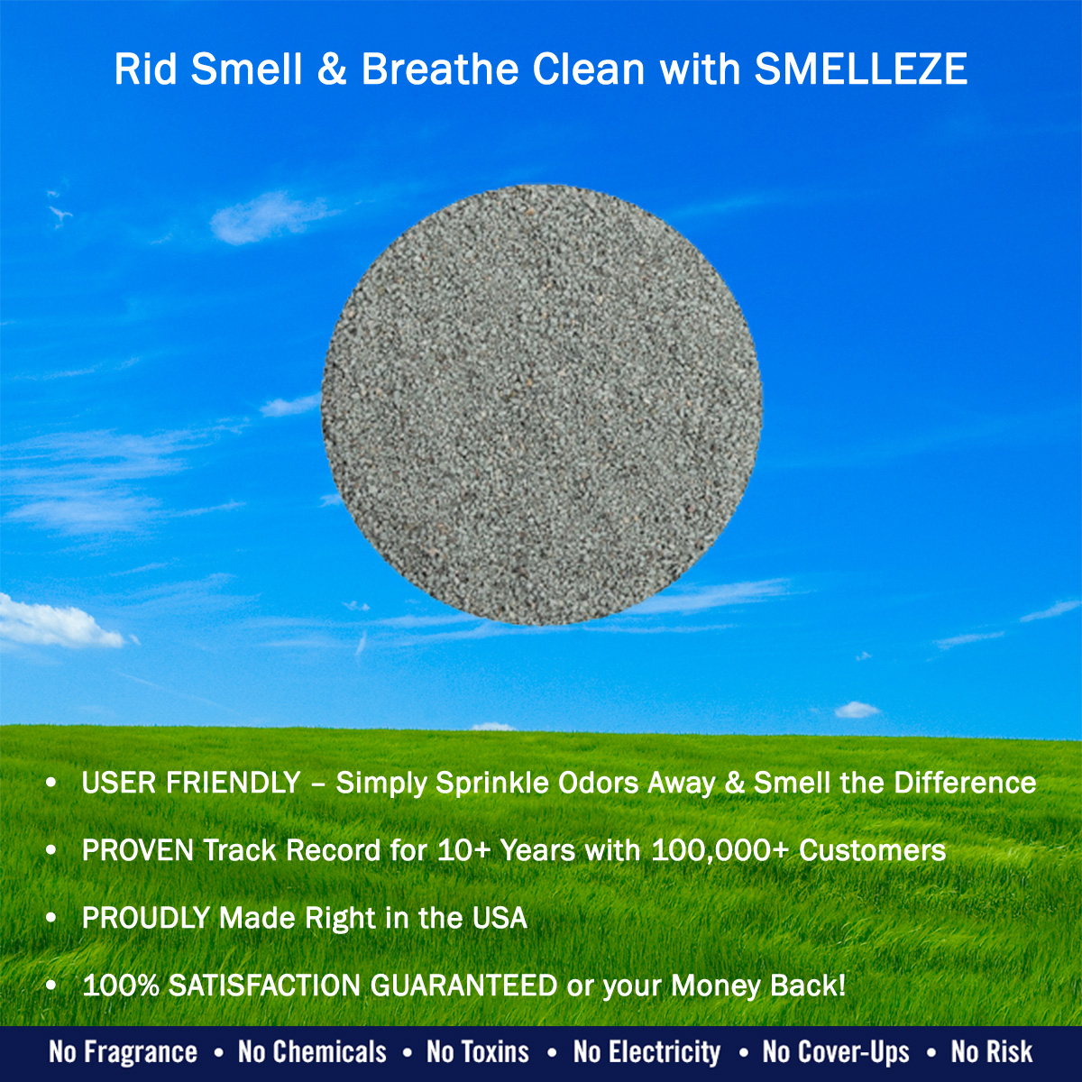 Smelleze Natural Elderly Odor Remover Deodorizer: 2 lb. Granules Destroy Sick Room Stench