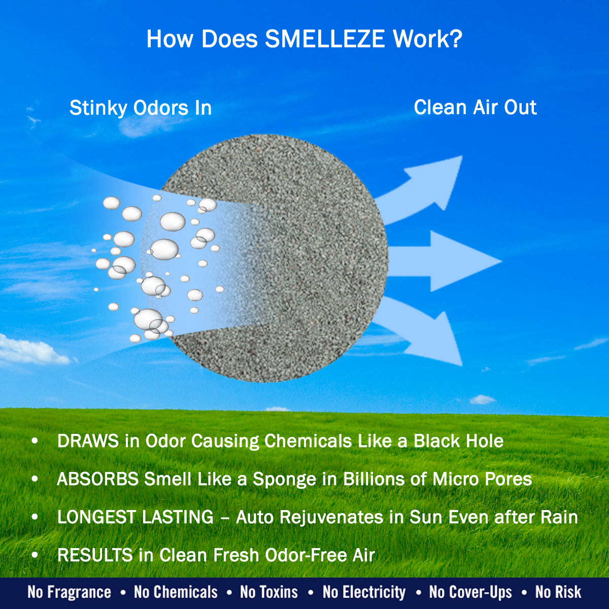 Smelleze Natural Elderly Odor Remover Deodorizer: 2 lb. Granules Destroy Sick Room Stench