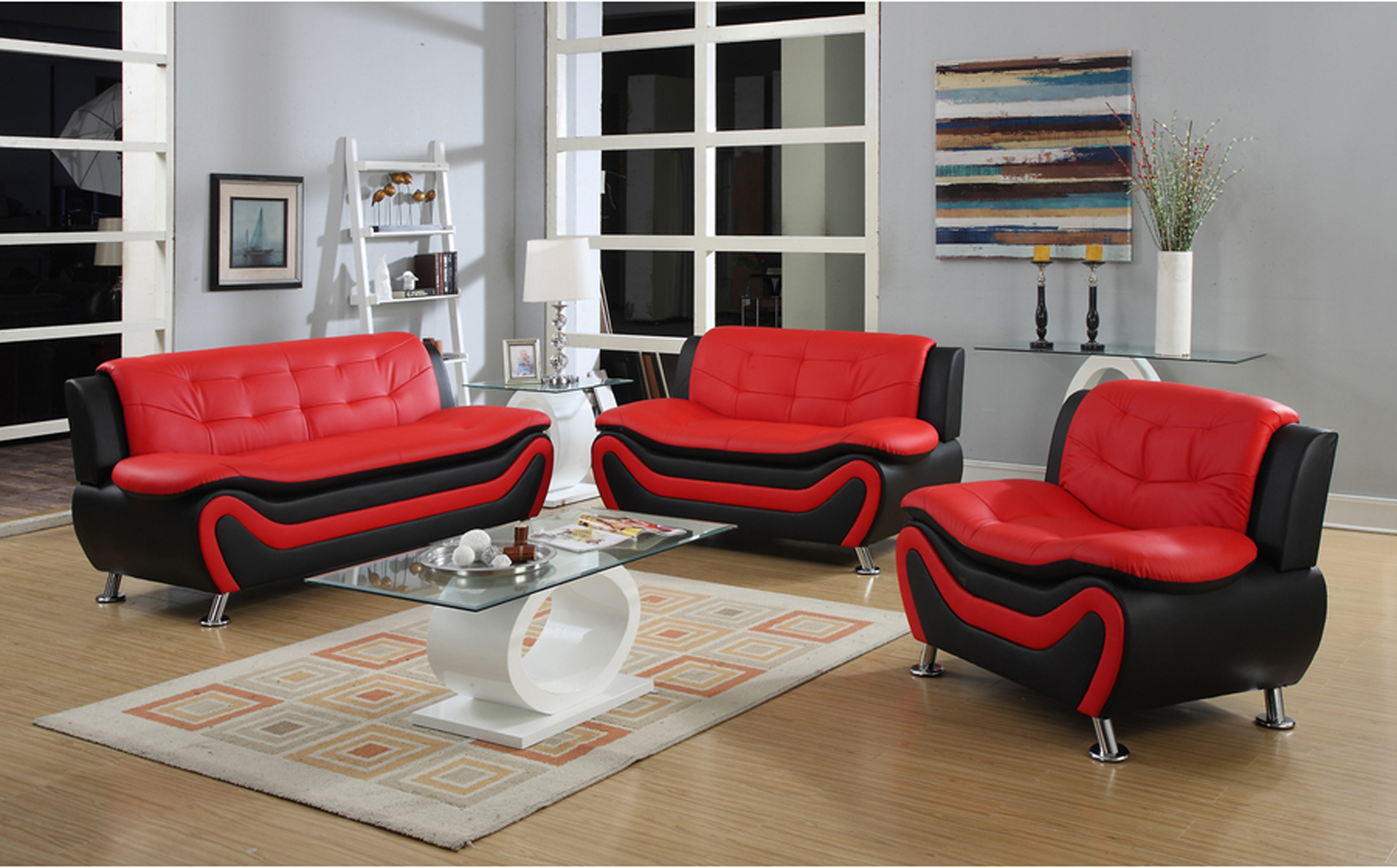 2 299 99 Grand Palazzo Red 3 Pc Leather Living Room Classic