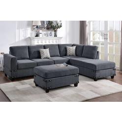 Hollywood Decor Granna 3 Pieces Sectional Sofa Set Upholstered in Chenille Fabric