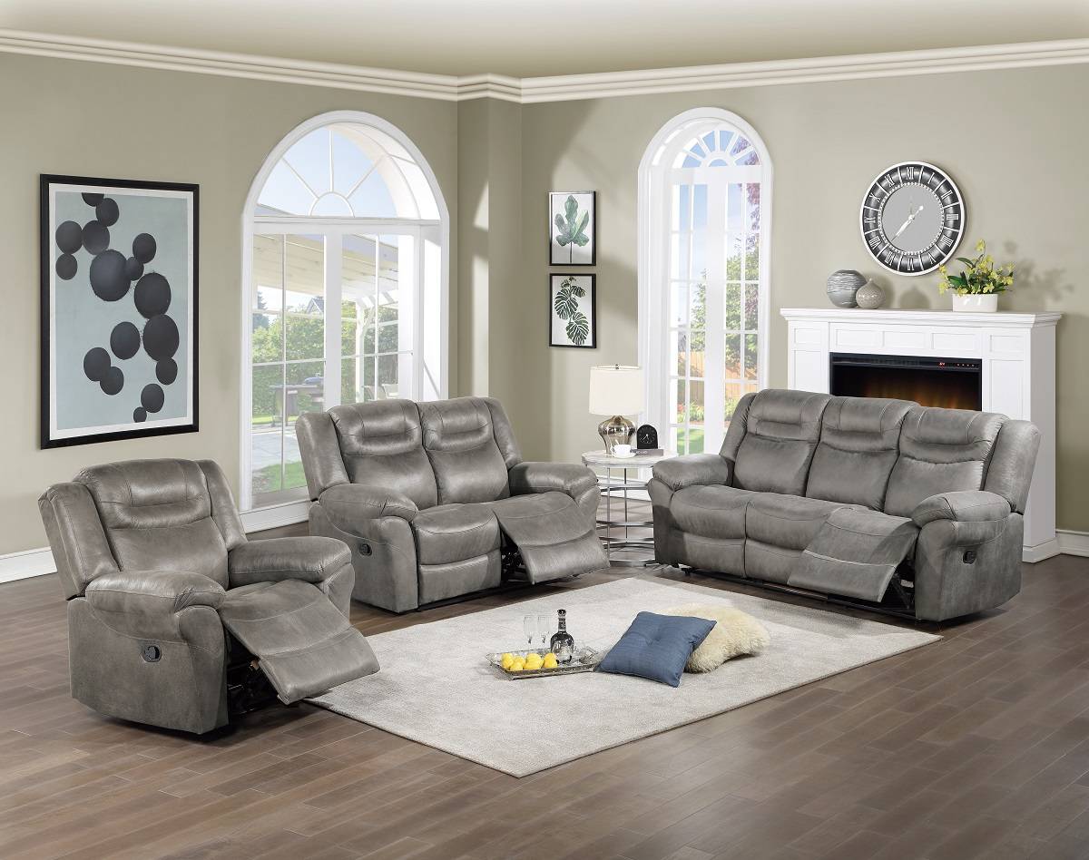 Hollywood Decor Gent Recliner Sofa With Built-in USB Charger in Slate Gray Breathable Leather