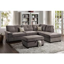 Hollywood Decor Bonn 2 Pieces Contemporary Sectional Sofa Covers in Charcoal Waffle Suede