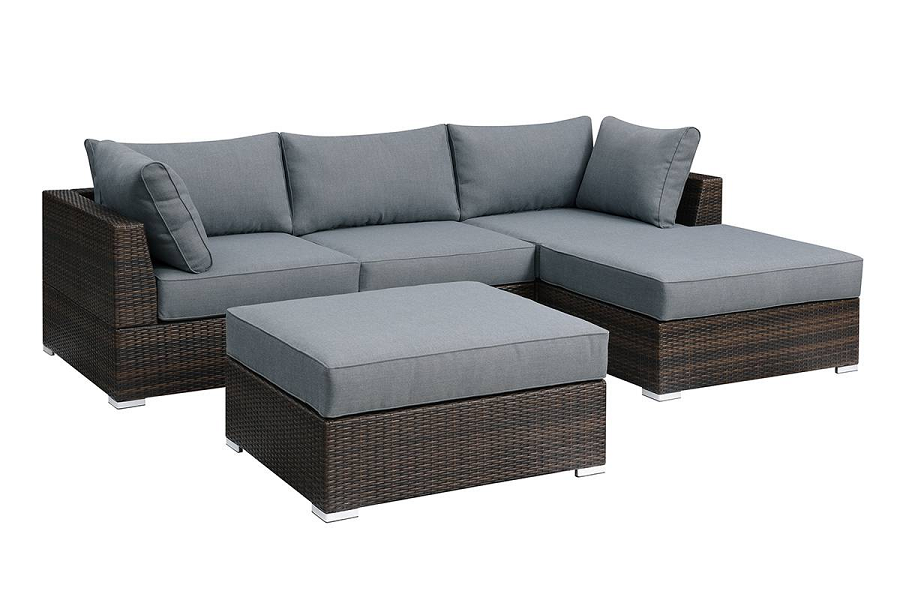 Hollywood Decor Bremen 5 Piece Outdoor Modular Sectional in Grey and