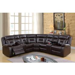 Hollywood Decor Samsun Reclining Sectional Sofa Set Upholstered in Gel Leatherette