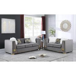 Hollywood Decor Augusta Modern Living room Sofa Set Covered in Velvet Fabric