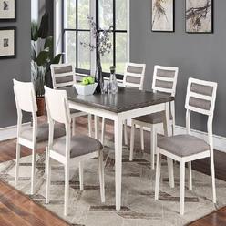 Hollywood Decor Meribel 7-Piece Rectangular Dining Room Set in Gray / White Finish