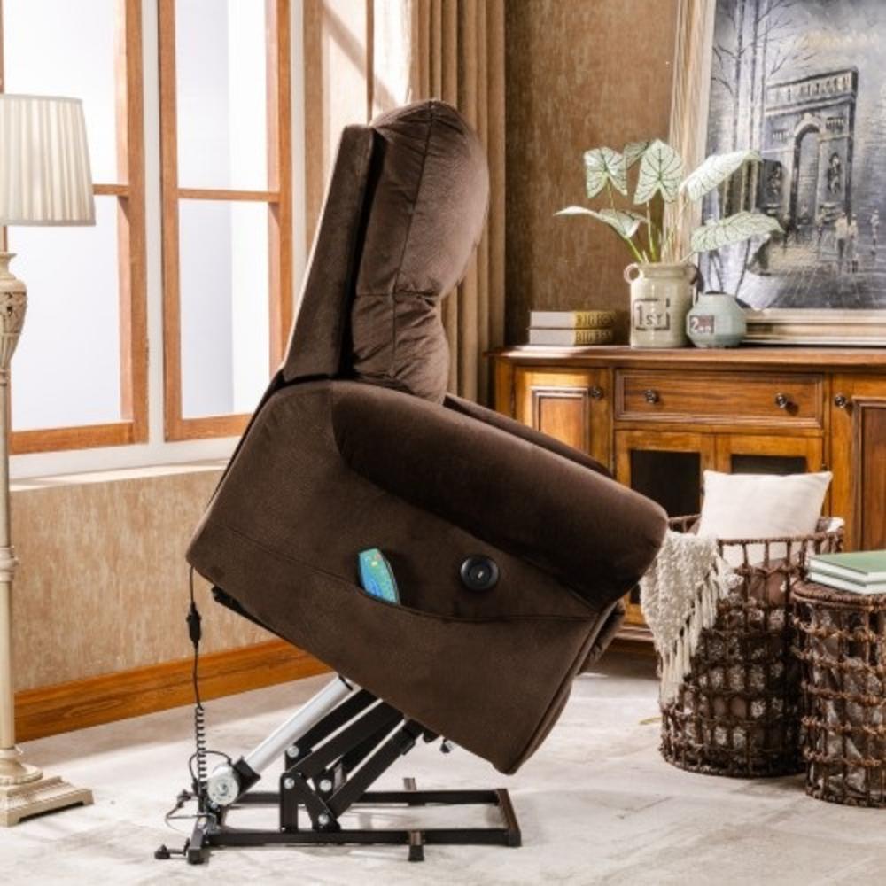 Hollywood Decor Chocolate Velvet Heat Therapy and Massage Electric Lift Recliner