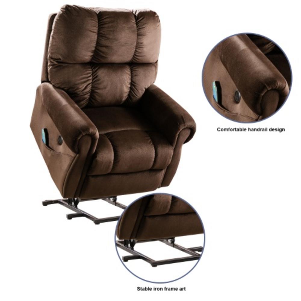 Hollywood Decor Chocolate Velvet Heat Therapy and Massage Electric Lift Recliner