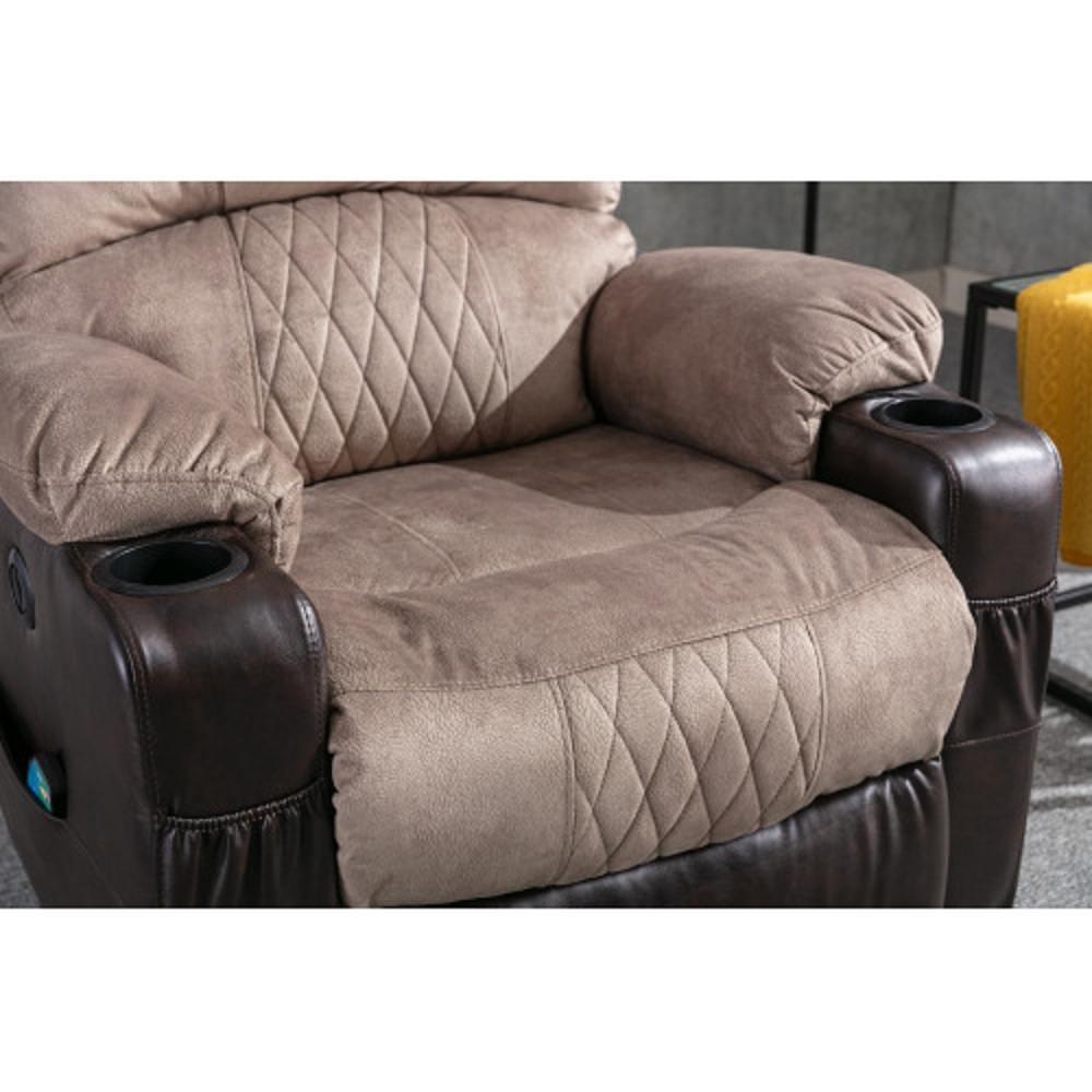 Hollywood Decor Power Lift Recliner Chair with Heated and Vibration Massage in Camel Breathable Leather