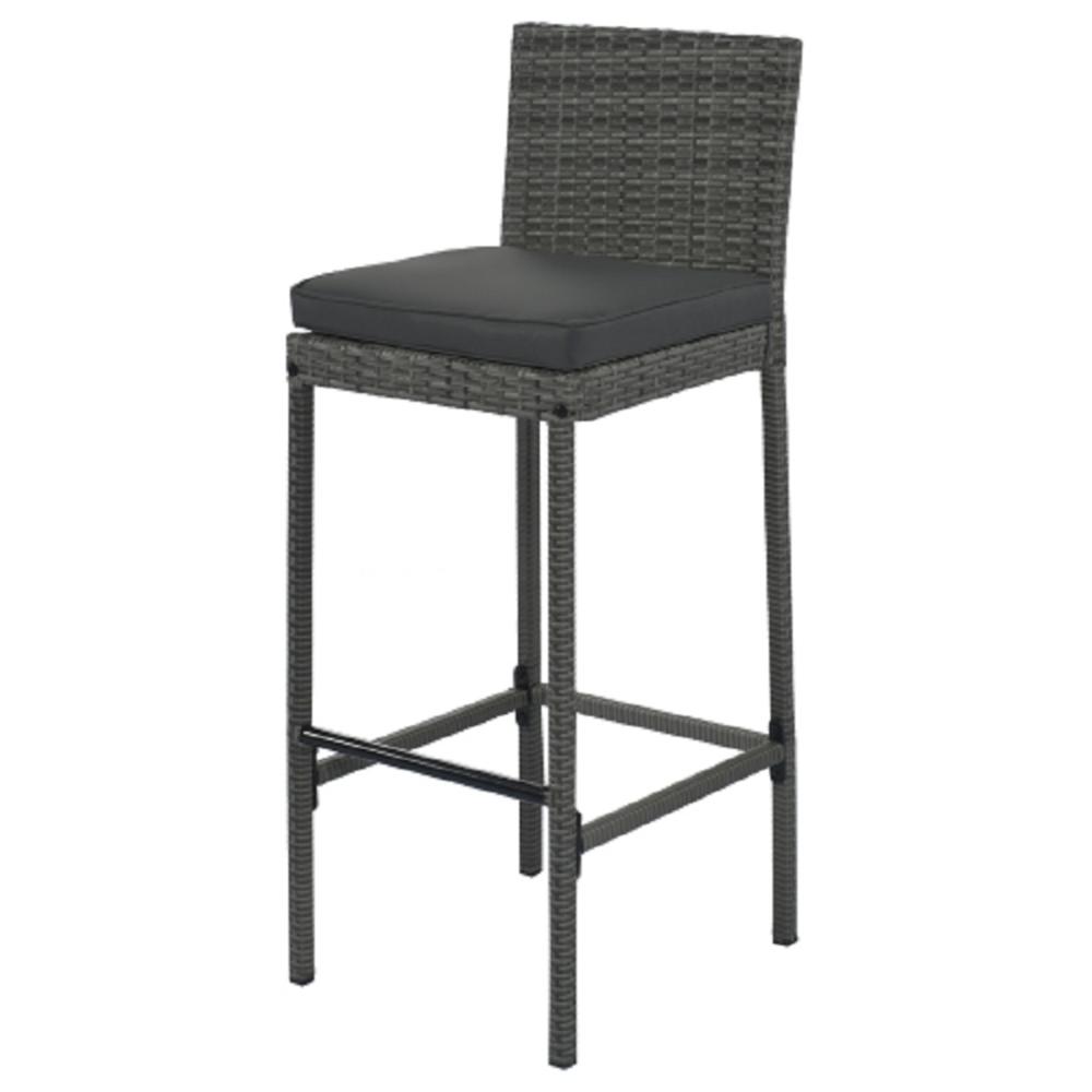 Hollywood Decor Modern 5-Piece Bar Set with Height Chairs and Table Top in Brown Wood and Gray Wicker