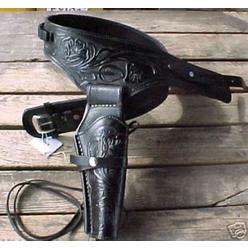 GUNS4US Inc. NEW Black Single Leather 22 cal Holster Western Cowboy Rig 22 Cal Ammo Loops ***