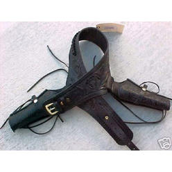GUNS4US Inc NEW Black Leather Double 44/45 LC Holster Western Cowboy Rig 44-45 LC Ammo Loops ***