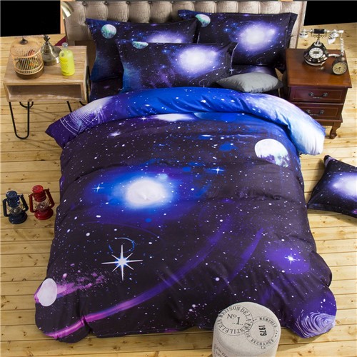 VIRTUAL STORE USA 3d Galaxy bedding sets Twin Size Universe Outer Space Themed Bedspread 3 piece Bed Linen Bed Sheets Duvet Cover Set