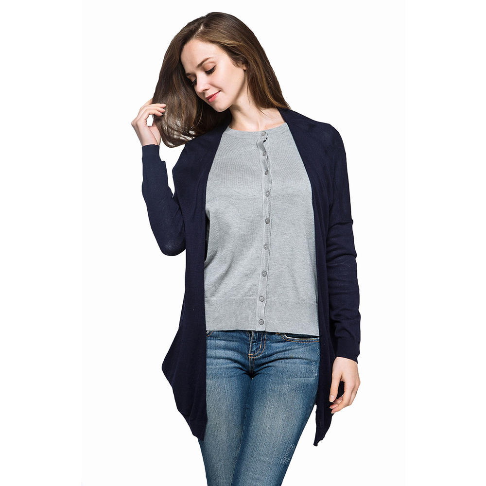 www.virtualstoreusa.com Women Plus Size Cardigan Knitted Sweater Long Sleeve Solid Color Thin Bolero
