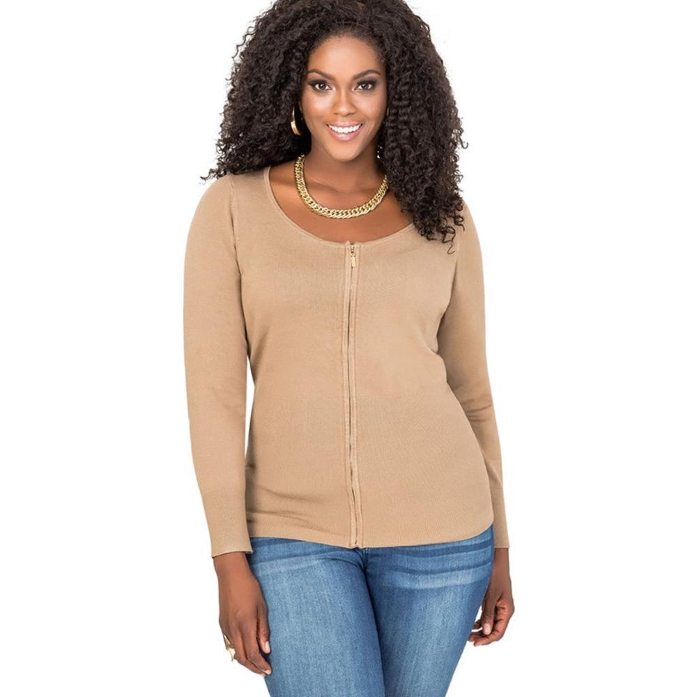 www.virtualstoreusa.com Women basic zip big sizes Cardigan Tops Autumn Plus Size