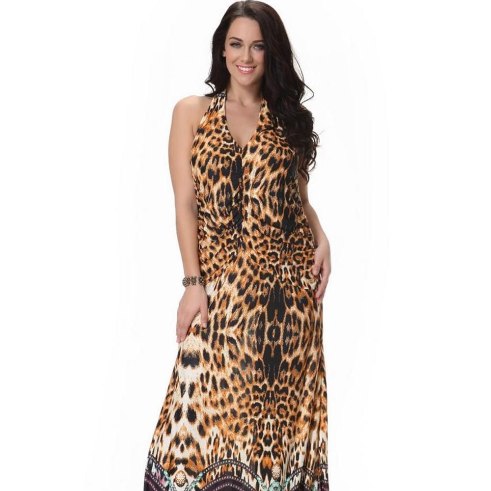 maxi dress deep halter virtualstoreusa 7xl leopard