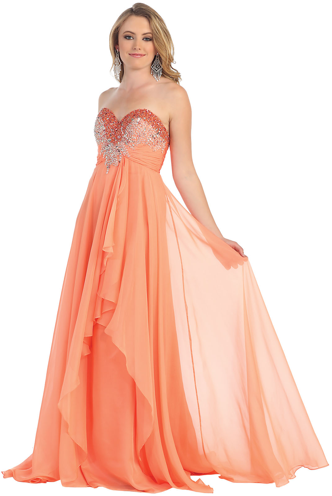 Designer SALE! STRAPLESS FLOOR SWEEPING EVENING PROM GOWN FLOWY SWEET ...