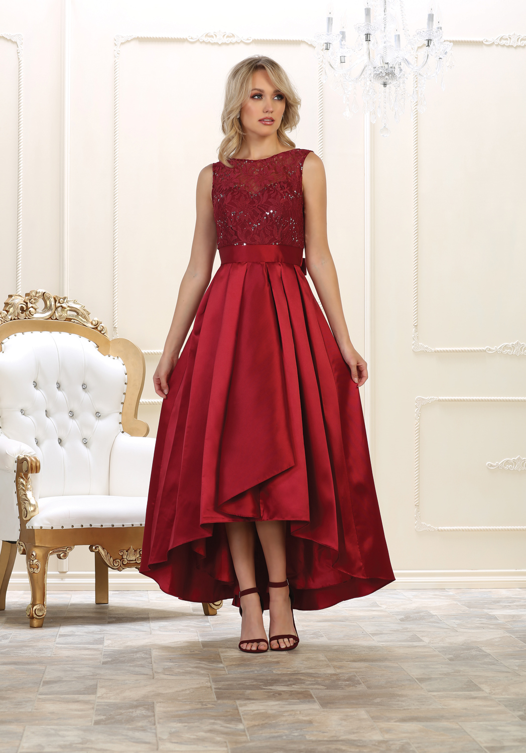 Burgundy Prom Party Dress Sleeveless Evening Dress Birthday Outfit  fg8677 main image 1