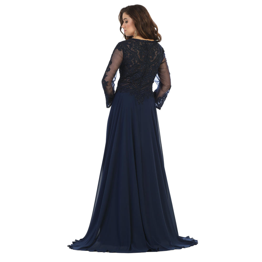 Designer LONG SLEEVE DESIGNER FORMAL DRESS MOTHER OF THE BRIDE EVENING CHURCH CLASSY SPECIAL OCCASION GOWN 