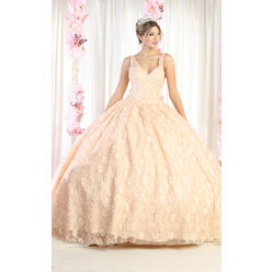 Designer Layla K LK168 Floral Applique Corset V-Neck Quinceanera Ball Gown