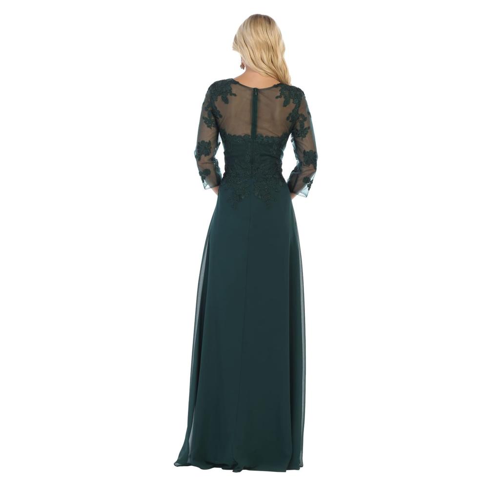 Designer LONG FORMAL EVENING GOWN MOTHER OF THE BRIDE SPECIAL OCCASION 3/4 SLEEVE CHURCH CLASSY PLUS SIZE DRESS