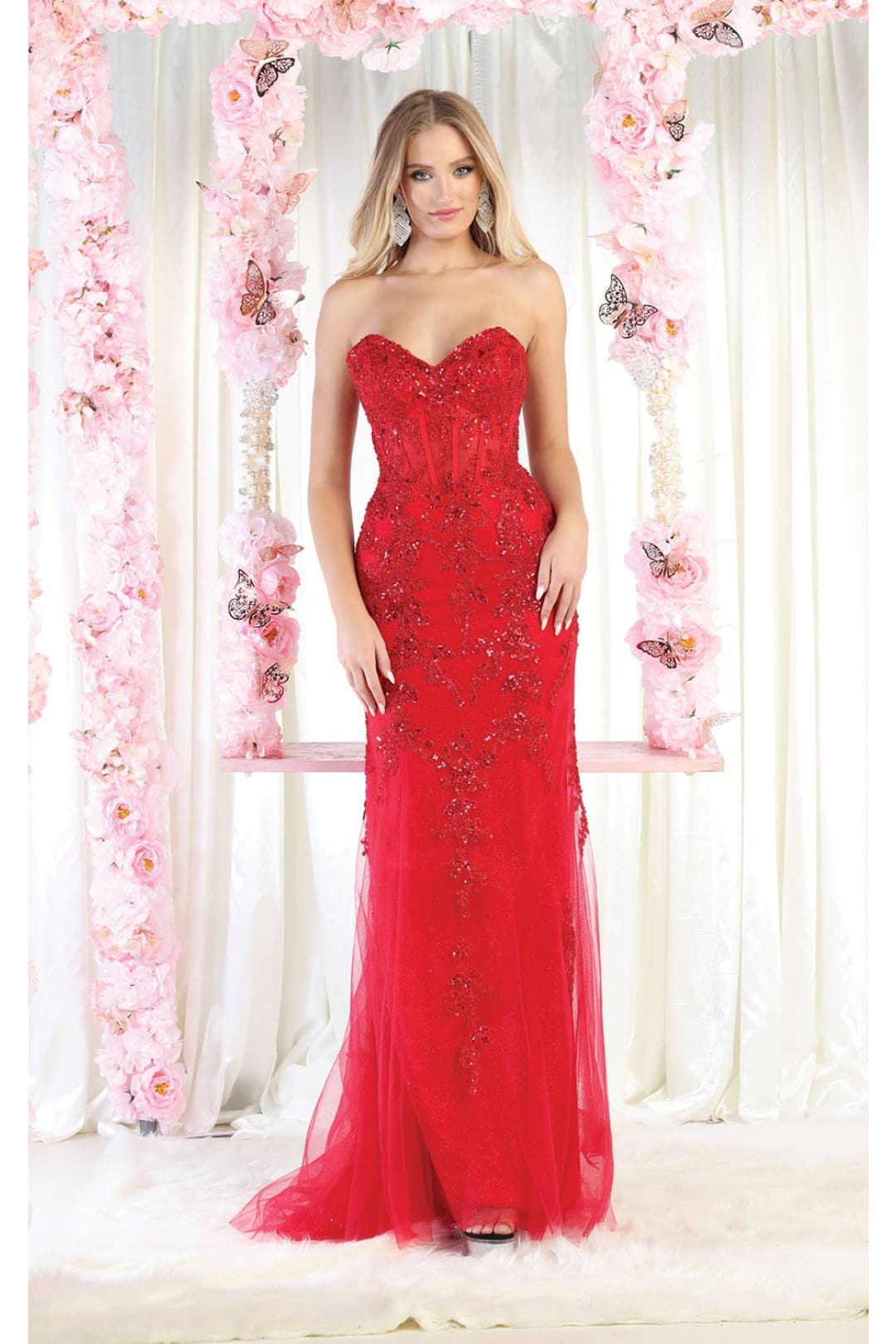 Designer Royal Queen RQ8013 Strapless Embellished  Boned Corset Prom Dress