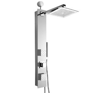 Akdy 35 In 2 Jet Easy Connect Shower Panel System In Mirror Tempered Glass With Rainfall Shower Head And Handshower Wand
