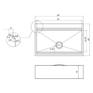 Akdy Handmade Farmhouse Undermount Kitchen Sink 33 X20 X9 Stainless Steel Single Bowl Apron Sink