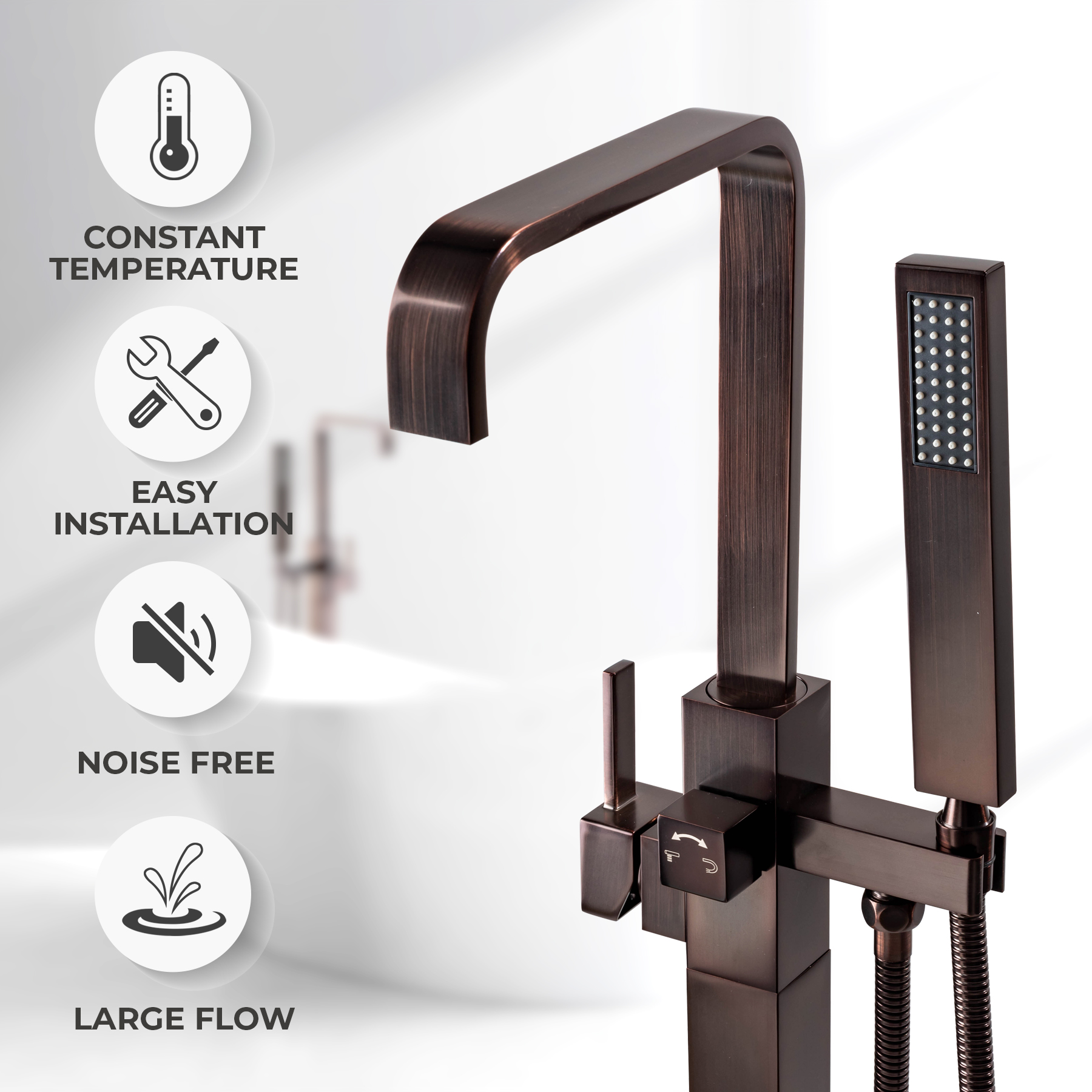 Akdy Stand Alone Tub Filler With Floor Mount Freestanding 43 In