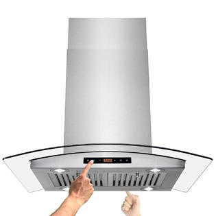 akdy hood mount range island kitchen convertible dual touch stainless control steel side