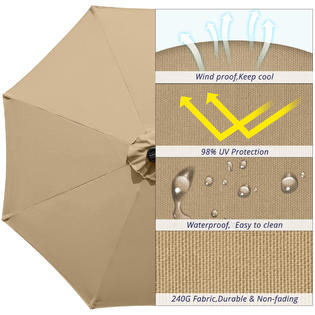 Ml 15kk Pu 02variation Quictent 9ft Patio Umbrella 32 Led Lights 3 Years Non Fading Outdoor Garden Table Canopy Umbrella Cover Deck Pool Backyard