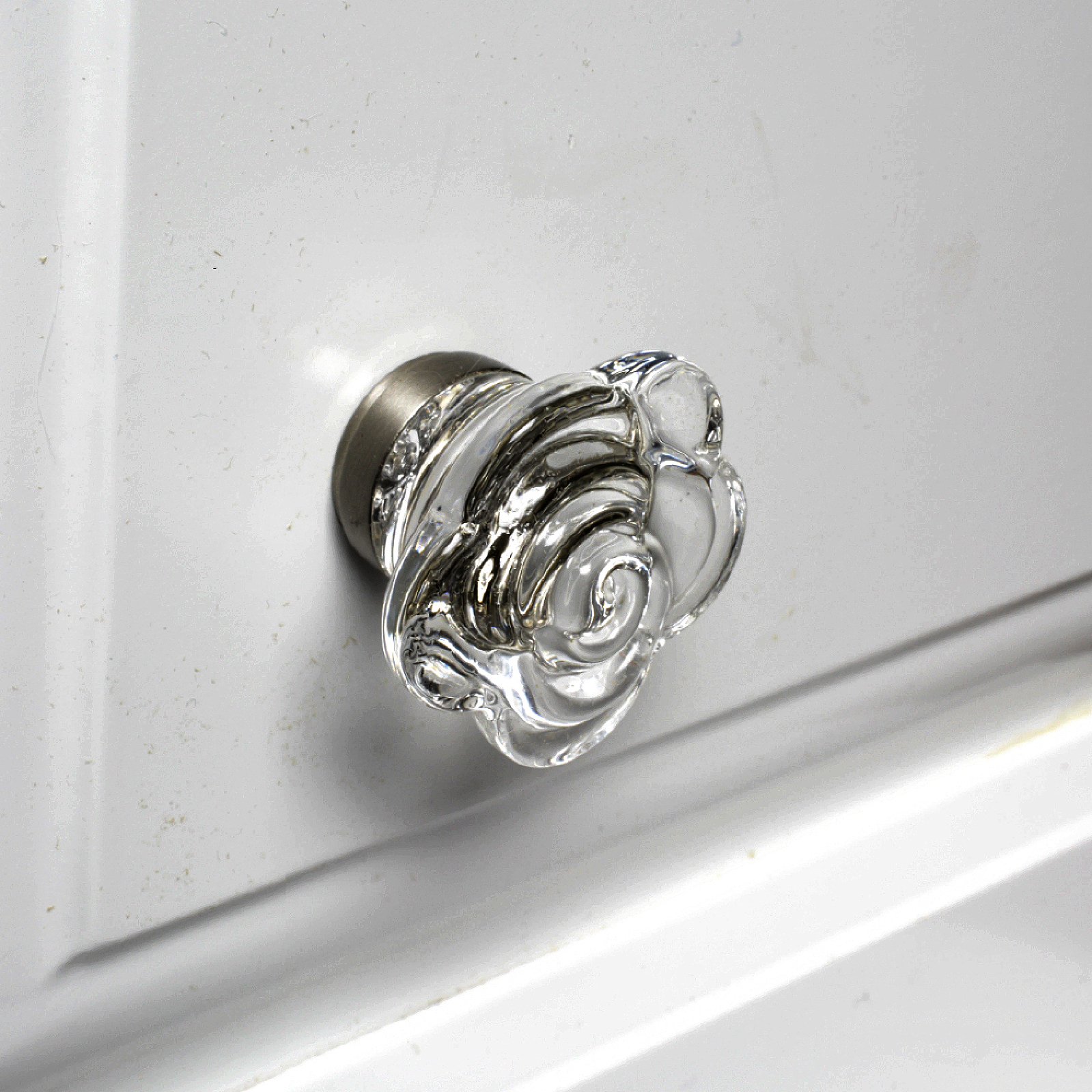 Glass Drawer Pulls Kitchen Cupboard Knob or Cabinet Handles Chrome Set//12