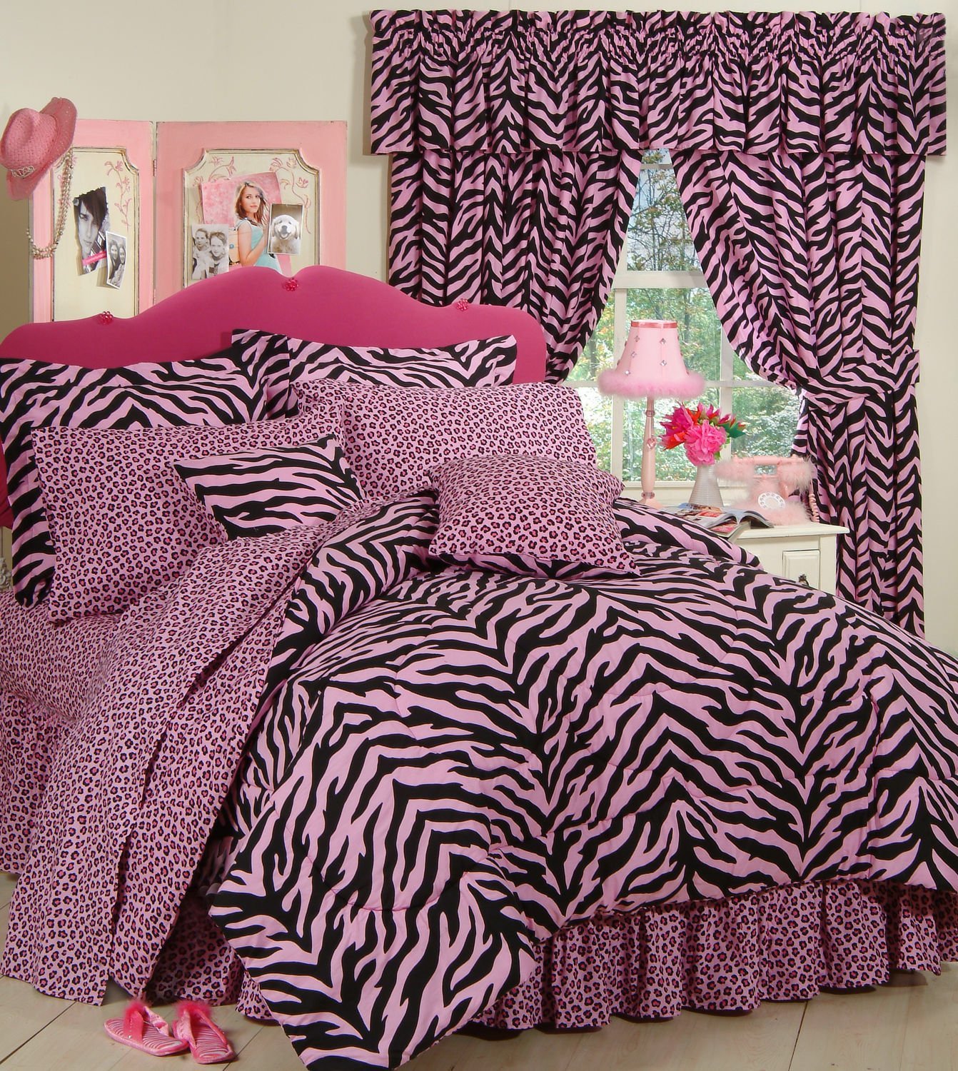 Karin Maki Pink Zebra 6 Pc Twin, Matching Comforter And Shower Curtain Sets