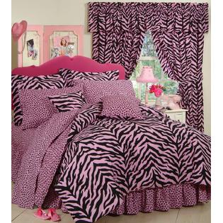 Karin Maki Pink Zebra 8 Pc Queen Comforter Set One Matching Shower Curtain And Matching Set Of Two Window Valance Drape Sets