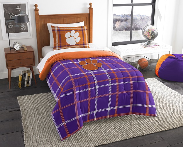 The Northwest Group Clemson Tigers - 2 Piece TWIN Size Embroidered Comforter Set - Entire Set Includes: 1 Twin Comforter & 1 Pillow Sham
