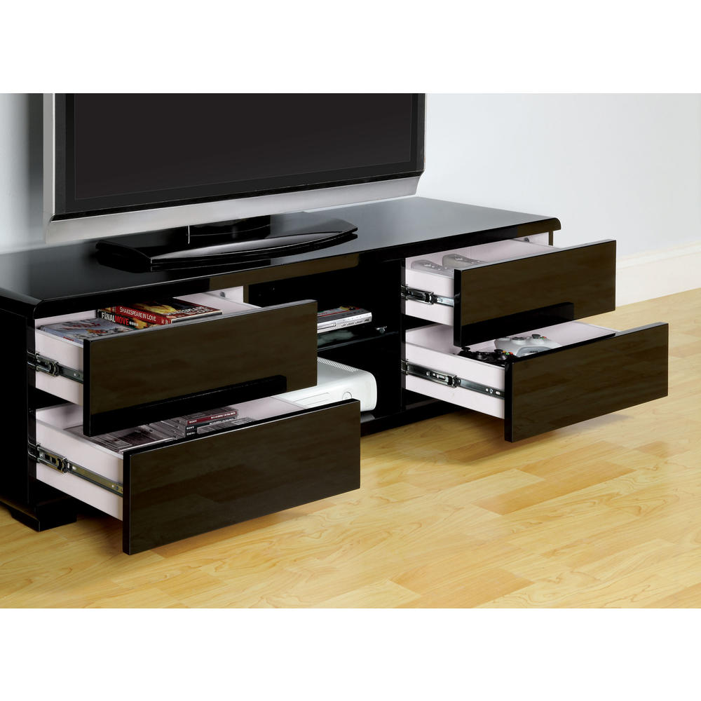 24/7 SHOP AT HOME Cerro Contemporary Style Glossy Black Finish TV Stand Console