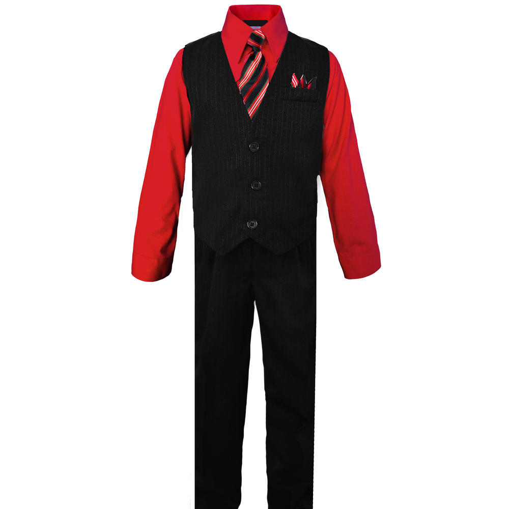 Black N Bianco Boys Suits Pinstripe Vest with a Red Shirt Size 5 6 7