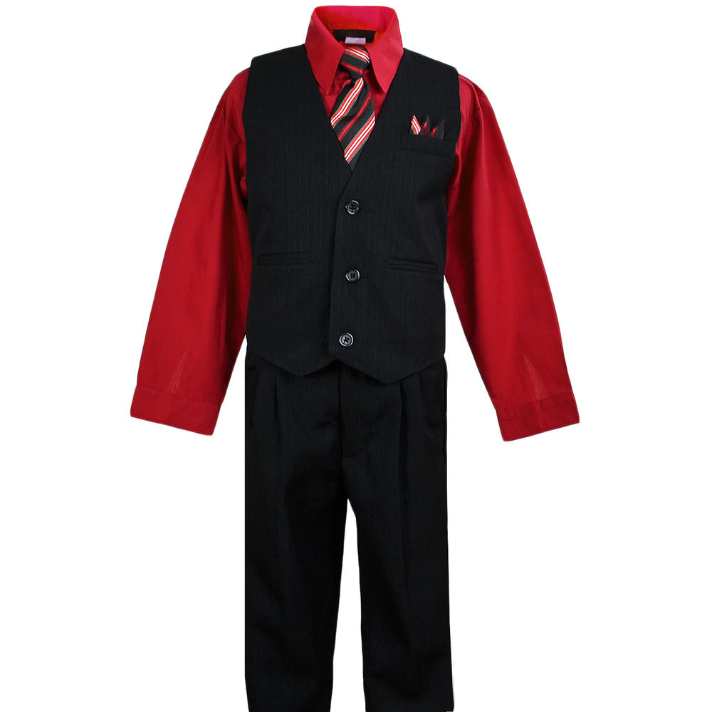 Black N Bianco Boys Suits Pinstripe Vest with a Red Shirt Size 8 10 12 14