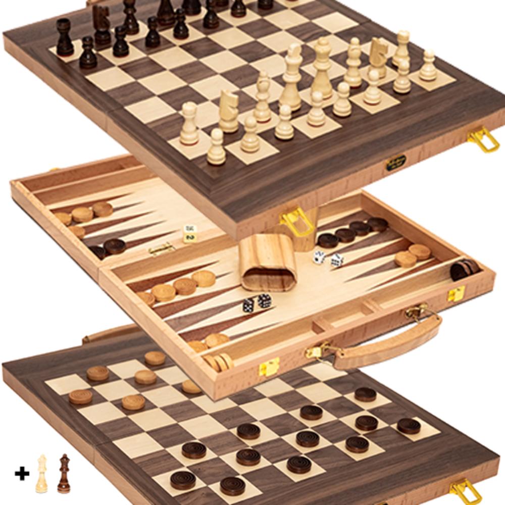 Bello Games Mulberry Street Checkers-Chess-Backgammon Combonation Set