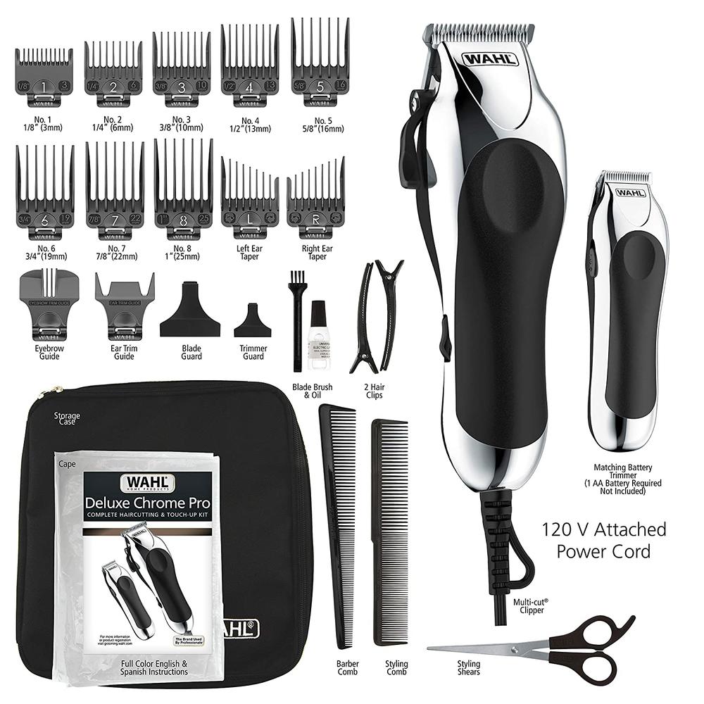 Wahl Clipper Combo Pro, Complete Hair and Beard Clipping and Trimming Kit, Includes Quality Clipper with Guide Combs, Cordless T