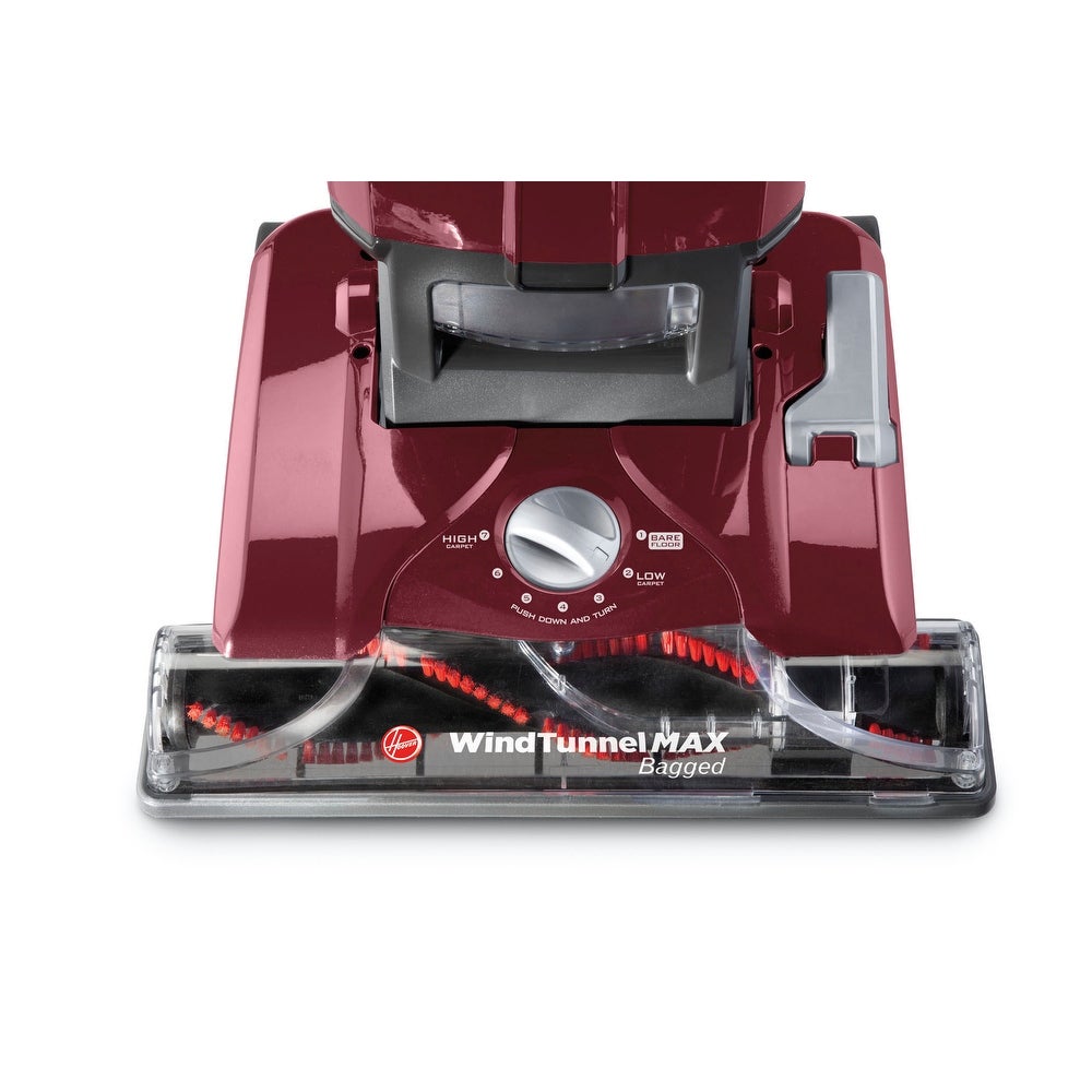 Hoover WindTunnel Max Bagged Upright Vacuum Cleaner, with HEPA Media Filtration, 30ft. Power Cord, UH30600, Red
