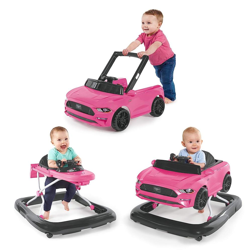 Bright Starts 3 Ways To Play Walker, Ford Mustang Pink, 6 Months Plus