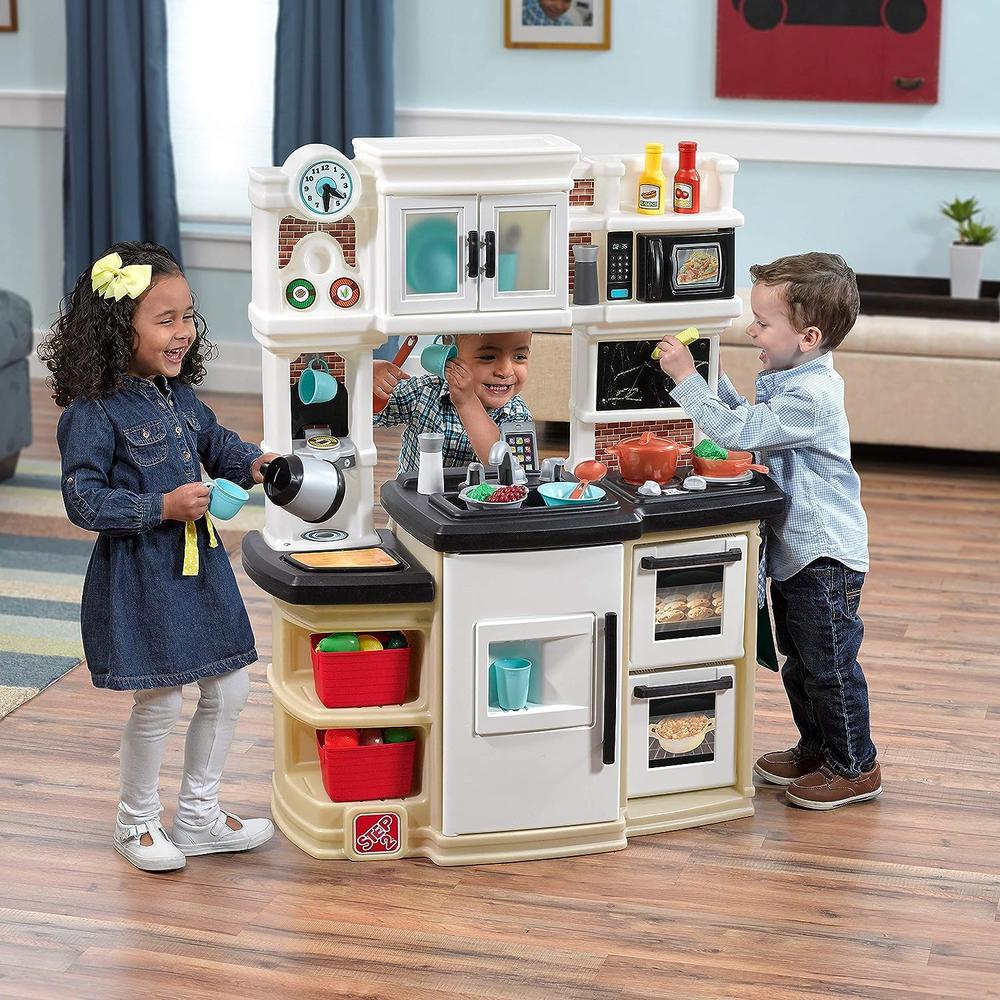 Step 2 Step2 Great Gourmet Kitchen | Durable Kids Kitchen Playset with Lights & Sounds | Tan Plastic Play Kitchen