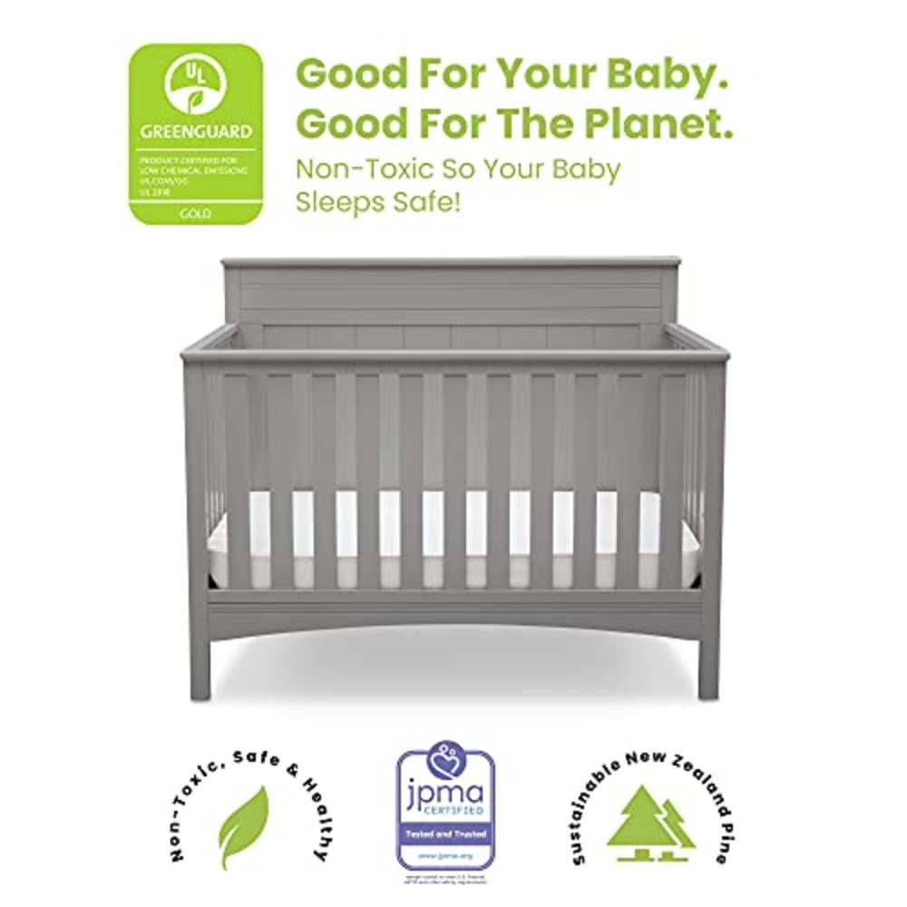 Delta Children Fancy 4-in-1 Convertible Baby Crib, Grey