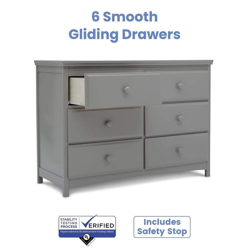 Delta children Emerson 6 Drawer Dresser, greenguard gold certified, grey