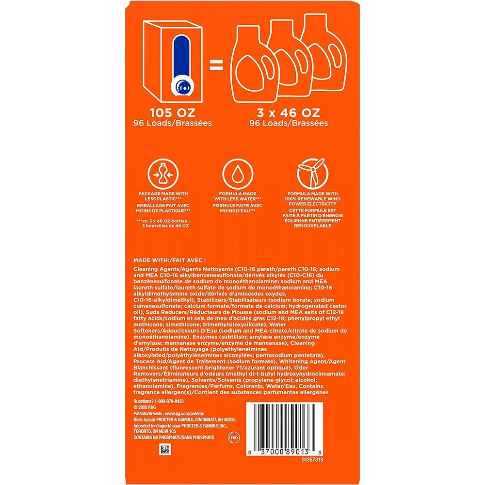 RBD Health tide laundry detergent liquid eco-box, concentrated, original scent, 105 oz, he compatible, 96 loads