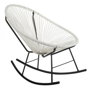 Midmod Designs T2 Mr W Acapulco Indoor Outdoor Basket Rocking Chair White Cord Designed in a quaint mission and craftsman motif, it boasts stellar wooden construction and you can't go wrong with a white rocking chair. midmod designs t2 mr w acapulco indoor
