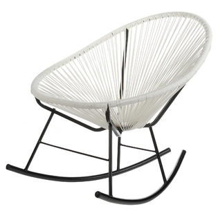 Midmod Designs T2 Mr W Acapulco Indoor Outdoor Basket Rocking Chair White Cord