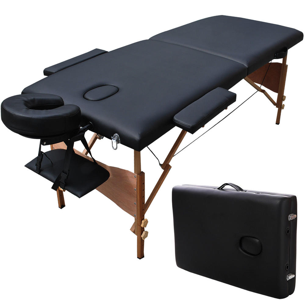 ConvenienceBoutique Massage Table Portable Facial Spa Bed Tattoo with Free Carry Case Black 84"