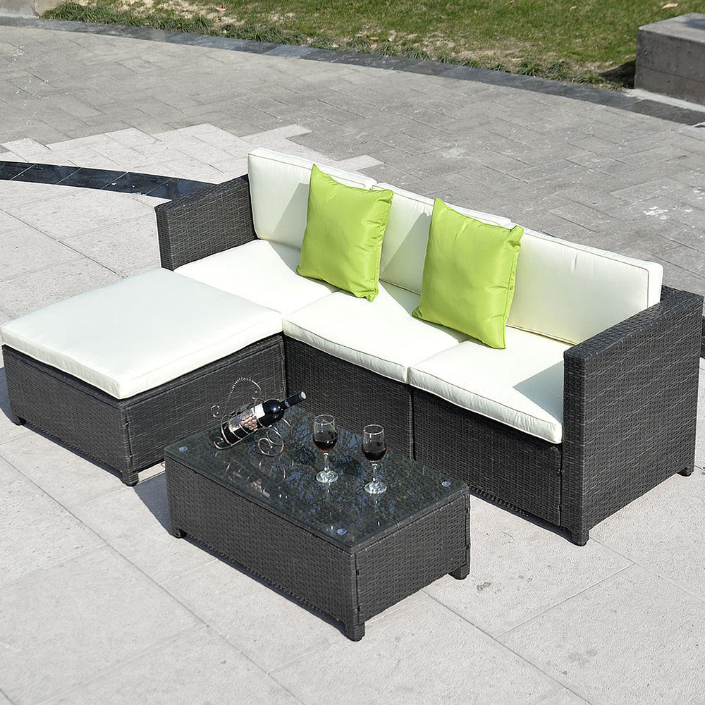 ConvenienceBoutique Outdoor Patio Furniture Set Wicker Rattan - 5 Pcs